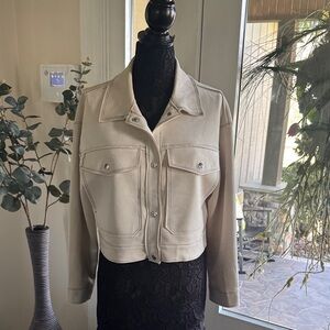 Stoosh Cream Cropped Suede Jacket